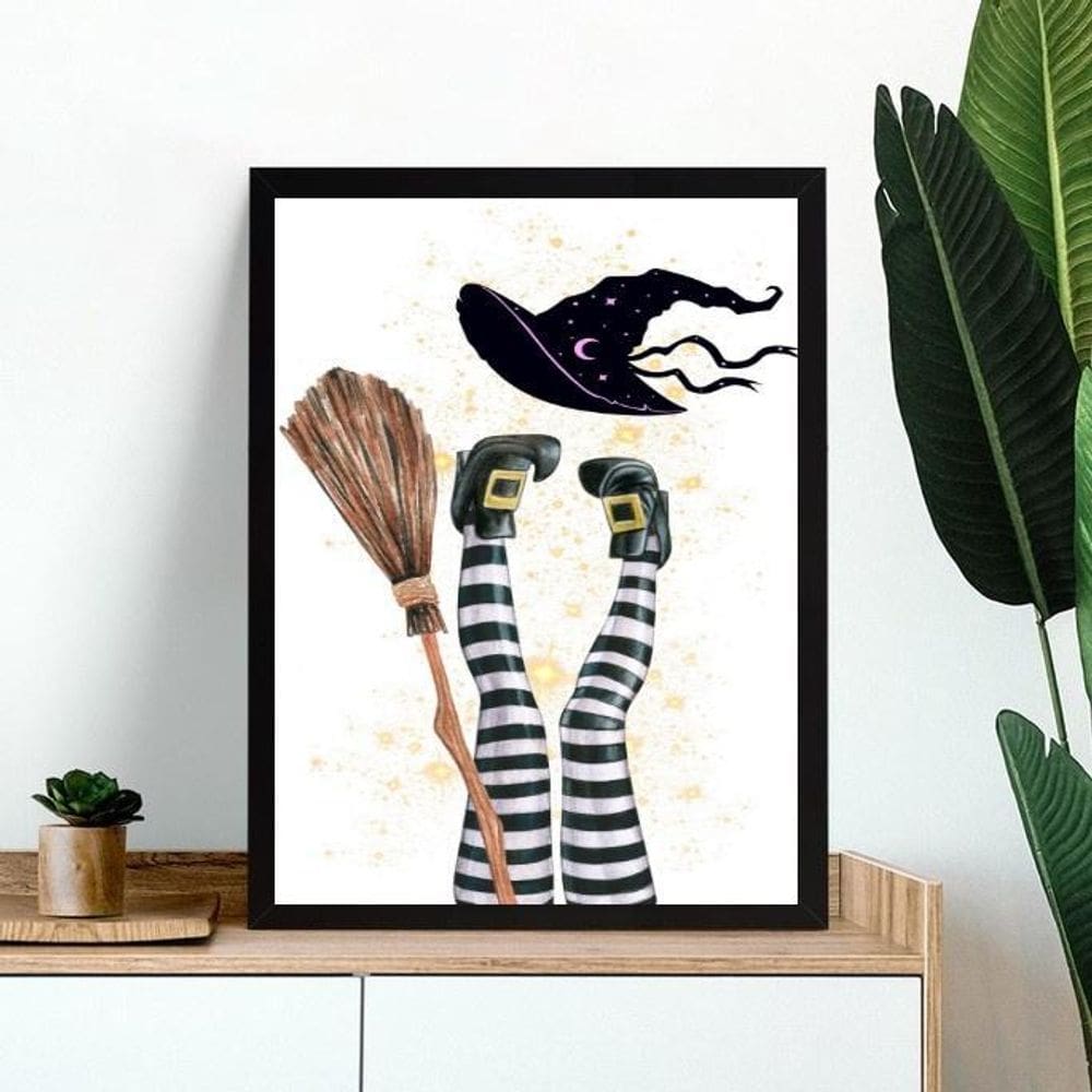 Quadro Decorativo Bruxa Cansada 33X24Cm - Com Vidro