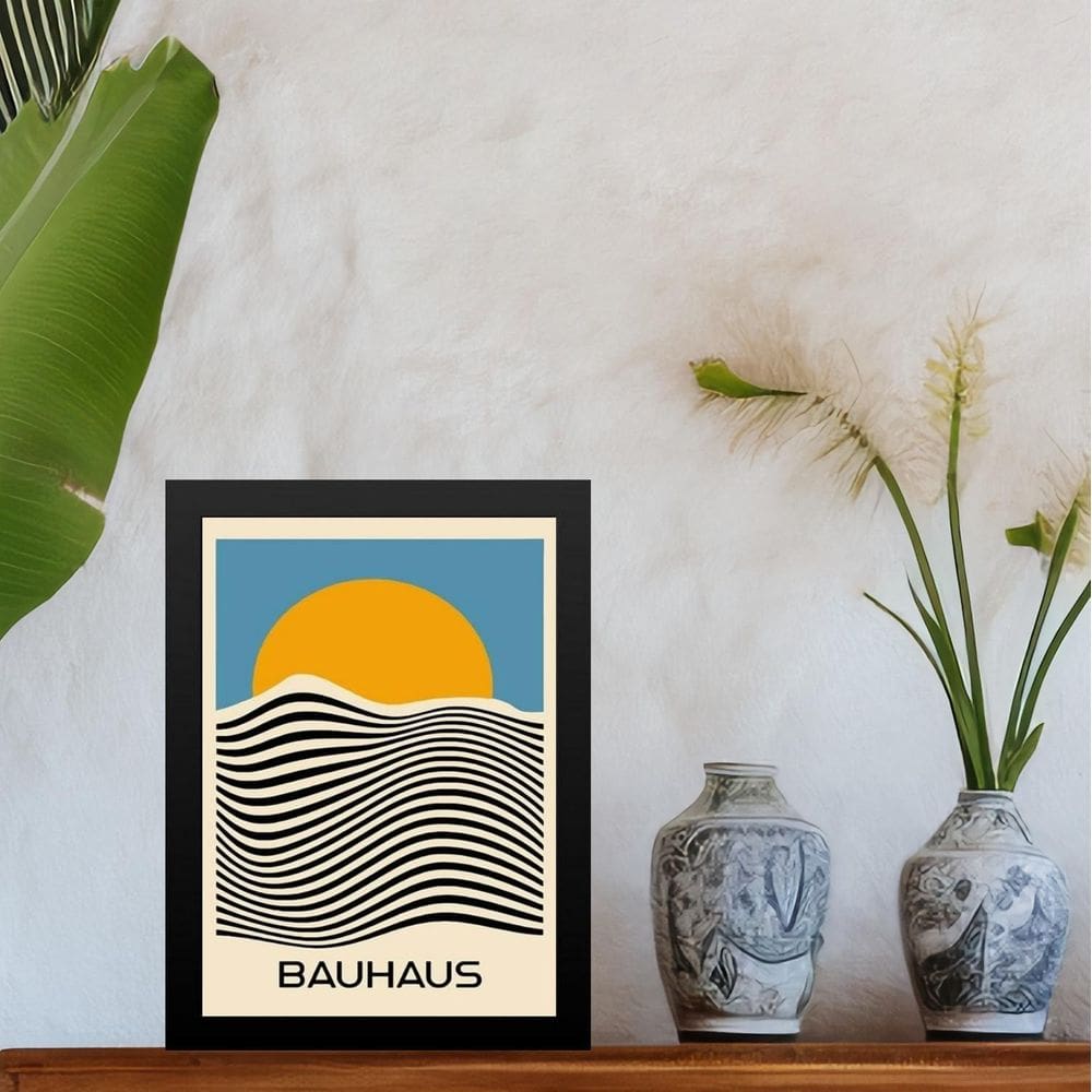 Quadro Arte Bauhaus - Nascer Do Sol 33X24Cm - Com Vidro