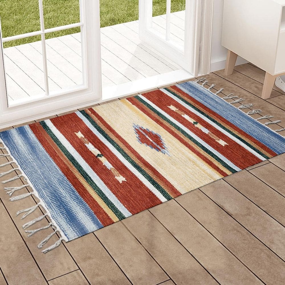 1 Tapete Capacho Kilim India 100% Algodão 50X70 M04