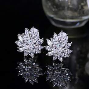 Brinco De Pressão Com Zirconia Noiva Casamento Prata Fixo