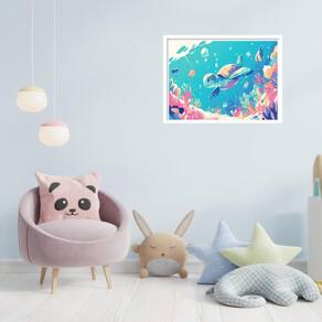 Quadro Decorativo Tartaruga Baby Mar - 50X70Cm