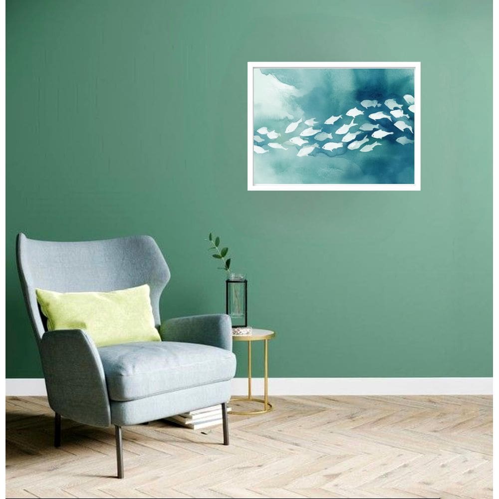 Quadro Decorativo Peixes Branco - 50X70Cm