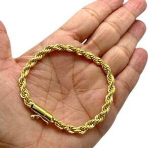 Pulseira Elo Baiano 8Mm Banhado A Ouro 18K Luxo
