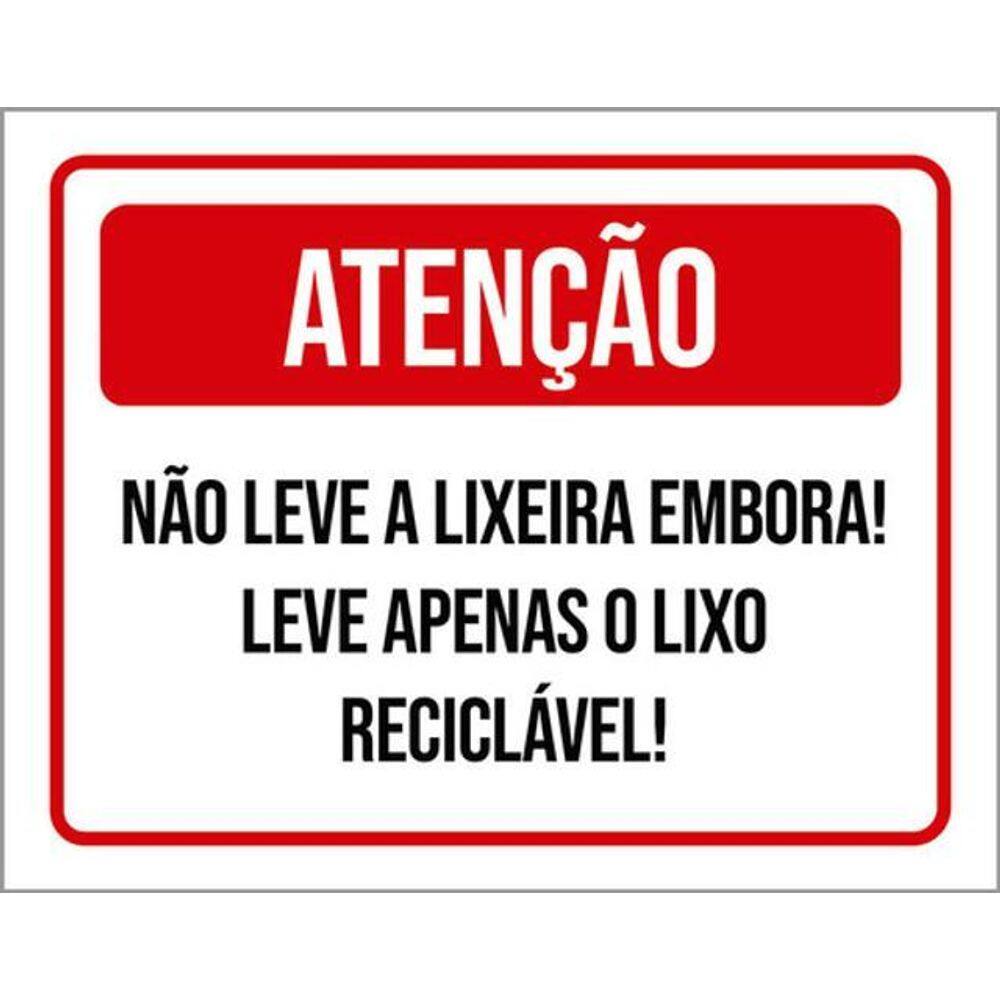 Kit 5 Placas Não Leve Lixeira Embora Apenas Lixo 36X46
