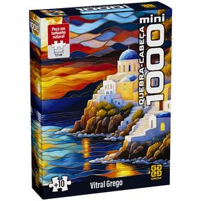 Mini Quebra Cabeça Puzzle 1000 peças Vitral Grego Grow