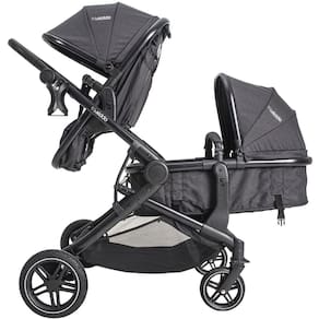 Carrinho de Bebê para Gêmeos Duplo Kiddo Pair 3 em 1 Berço Passeio Moisés Travel System 0 a 15 Kg Cinza Melange Grafite 5225AMG Duas Crianças