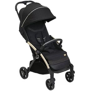 Carrinho de Bebê Chicco Goody XPlus One Touch Re Lux Fecha Com Uma Mão Portátil Reclinável 0-15 Kg Preto Dourado Capota UV50+ Amortecedor 4 Rodas