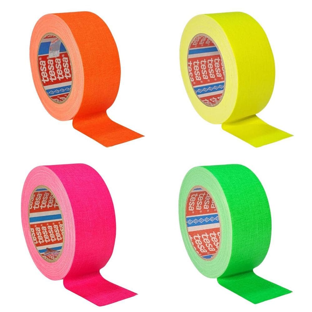 Kit 4 Fitas Tecido Gaffer Tesa 48Mm X 25M Cores Fluorescente
