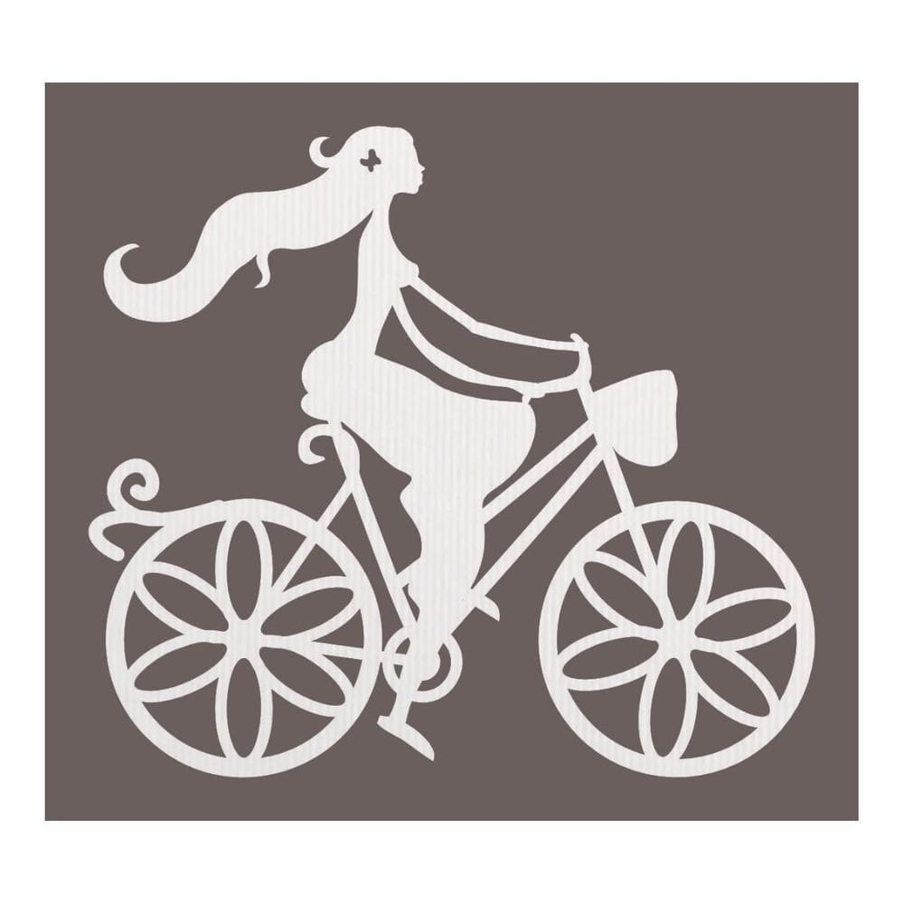 Quadro Decorativo Mdf Branco Ciclista 40X20Cm