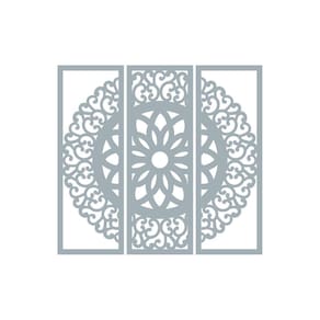 Quadro Decorativo Cinza Mdf Mandala Arabesco 40X20Cm