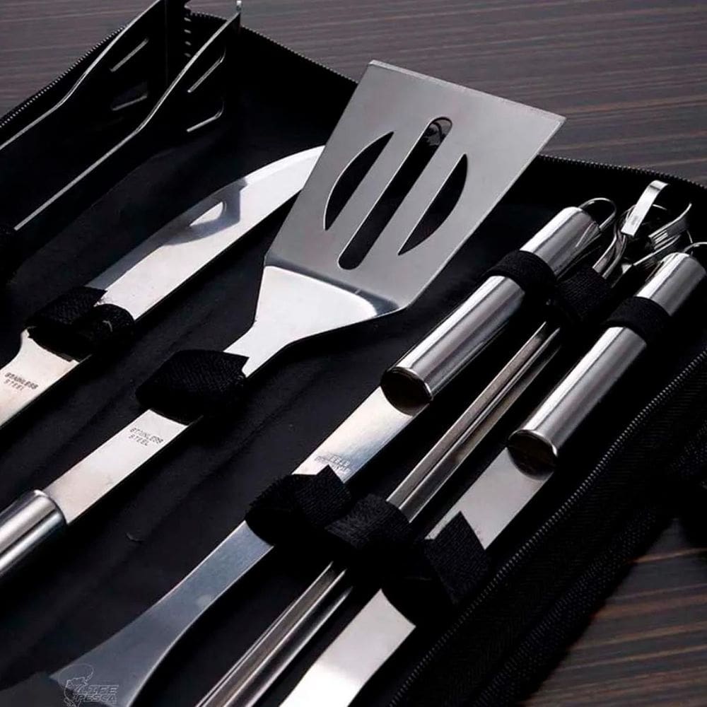 Kit Churrasco Com Peças Inox Para Cortar Carnes