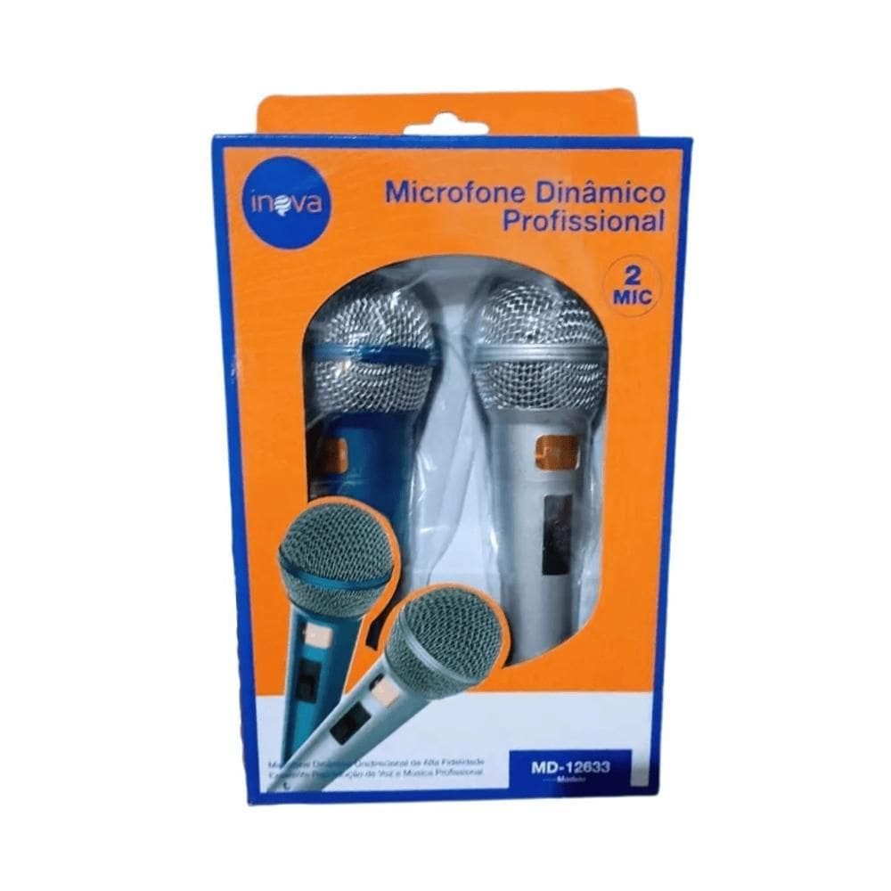 Microfone Dinâmico Profissional Inova Md-12633 2 Unidades