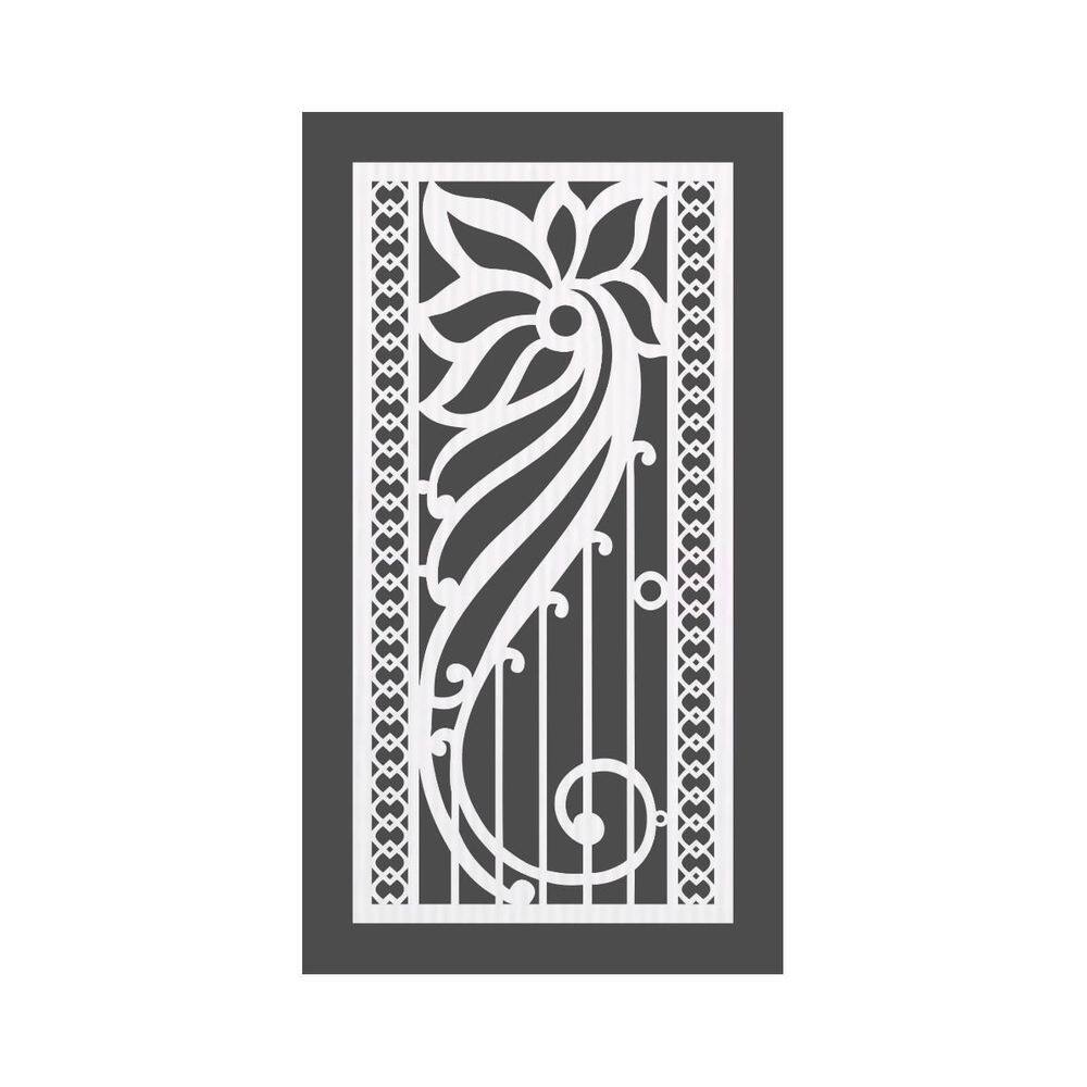 Quadro Decorativo Branco Mdf Flor Musical 40X20Cm