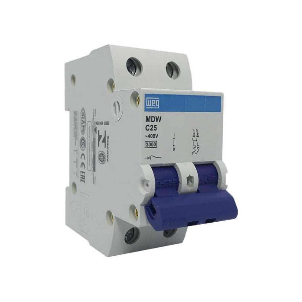 Disjuntor Din Bipolar 25A C 3Ka Weg