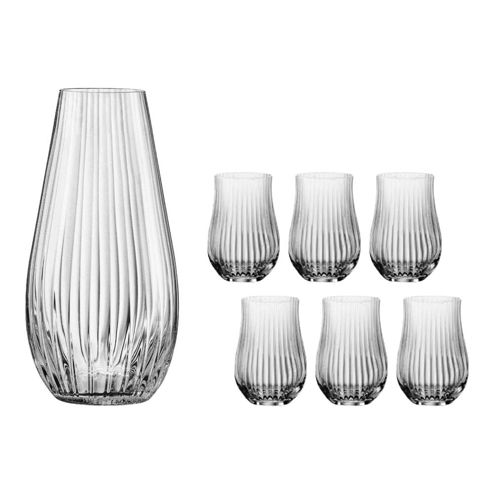Jogo Vaso Waterfall 305 E Copos Cristal 450 Ml Tulipa Optic