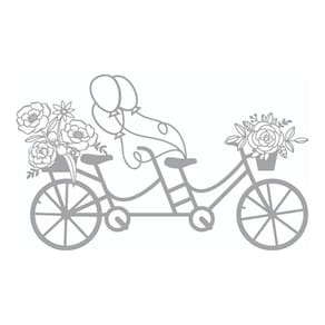 Quadro Decorativo Mdf Cinza Bicicleta Floral 40X20Cm