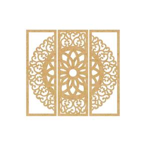 Quadro Decorativo Mdf Cru Mandala Arabesco 40X20Cm