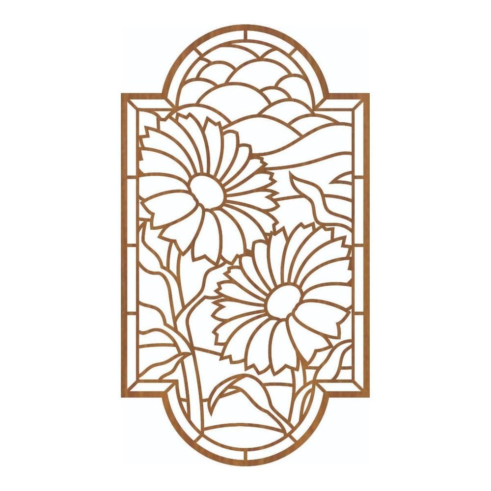 Quadro Decorativo Mdf Carvalho Girassóis 40X20Cm