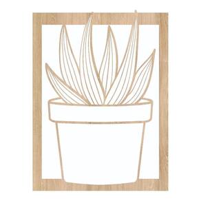 Quadro Decorativo Mdf Marfim Vaso De Suculenta 40X20Cm