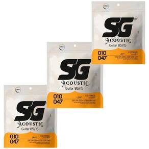 Kit 3 Encordoamento Violão Aço 010 Bronze 85 15 Sg 010 047