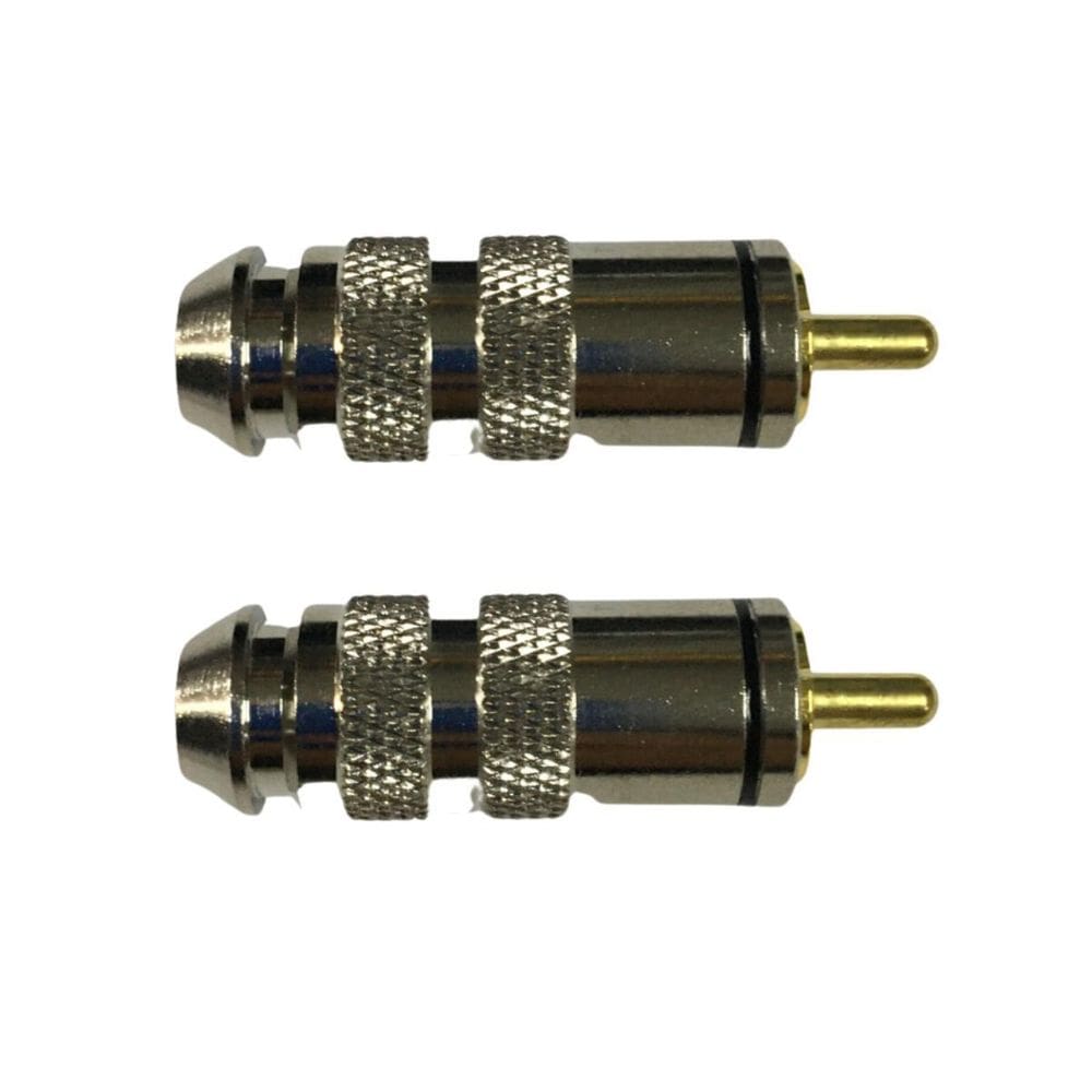 Kit 2 Plug Rca Macho Metal Cromado Ponta Dourada - Preto