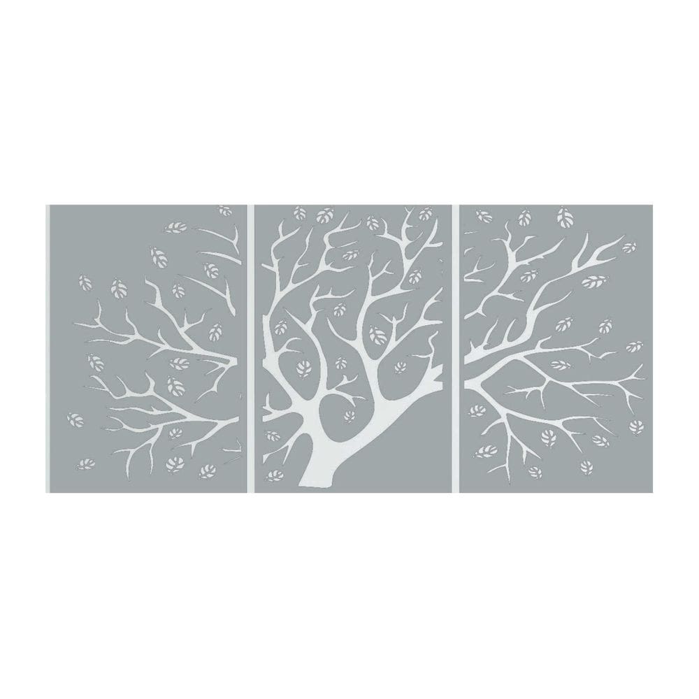 Quadro Decorativo Cinza Mdf Trio De Arvores 40X20Cm