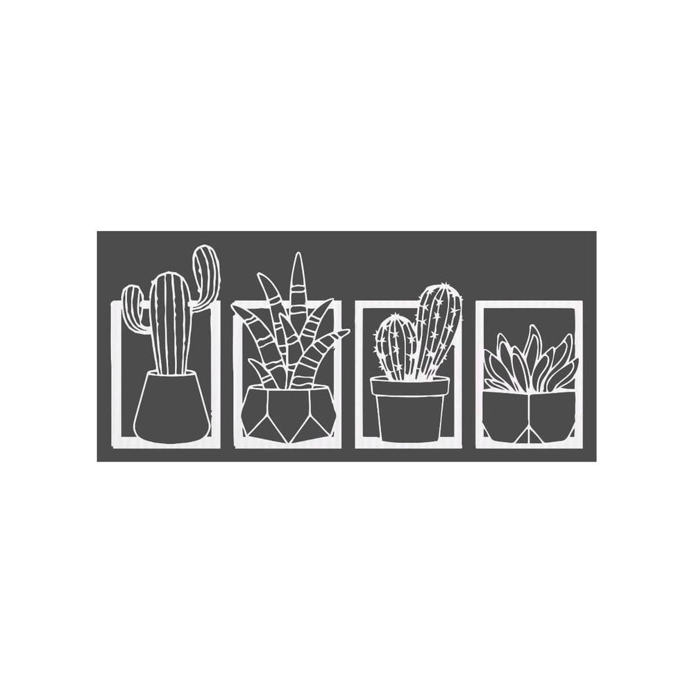 Quadro Decorativo Branco Mdf Quadri Plantas 40X20Cm