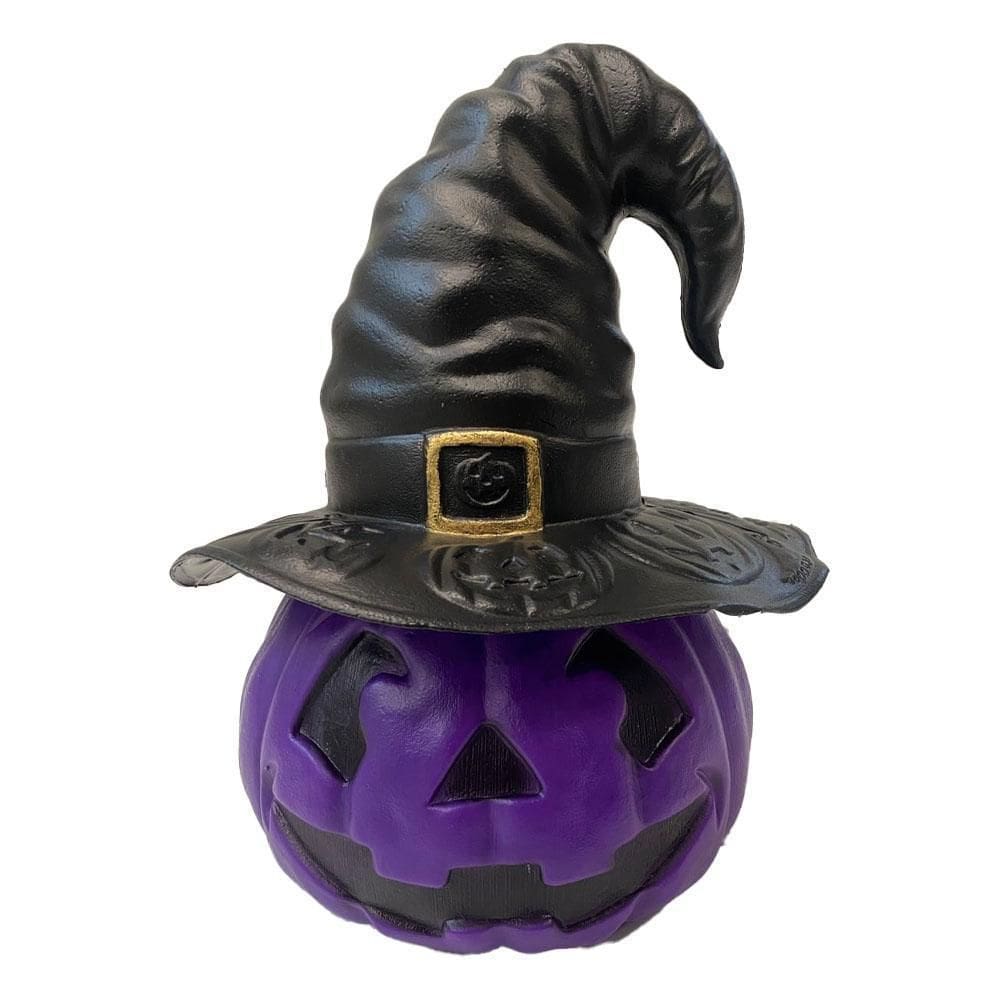 Enfeite Abóbora Sorridente Com Chapéu 30Cm Roxo Halloween