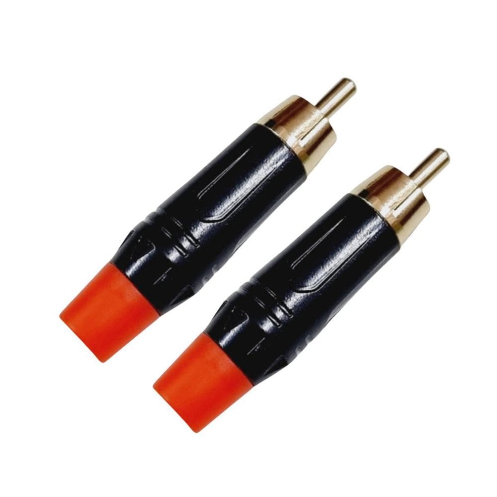 Kit 2 Plug Rca Macho Metal Preto Dourado Mxt