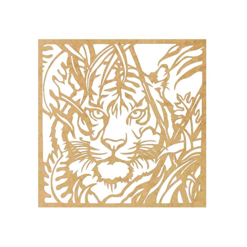 Quadro Decorativo Mdf Cru Tigre Selvagem 40X20Cm