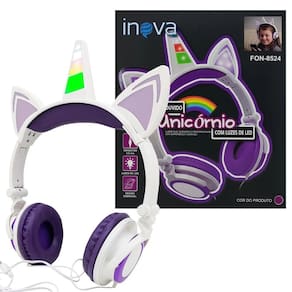 Fone de Ouvido Unicórnio LED Com Fio Infantil - Rignel