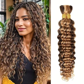 Pacote de cabelo humano a granel para trançar RICROF Deep Water Wave 40cm 2