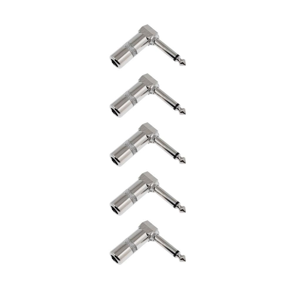 Kit 5 Plugs P10 Macho Mono Em L Cromado 90º