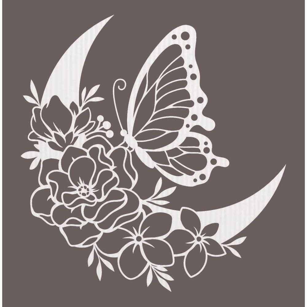 Quadro Decorativo Mdf Branco Borboleta Floral 40X20Cm