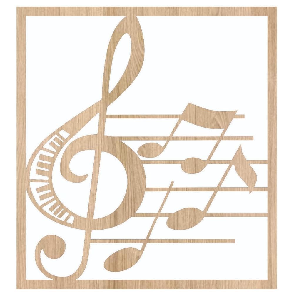 Quadro Decorativo Mdf Marfim Nota Musical 40X20Cm