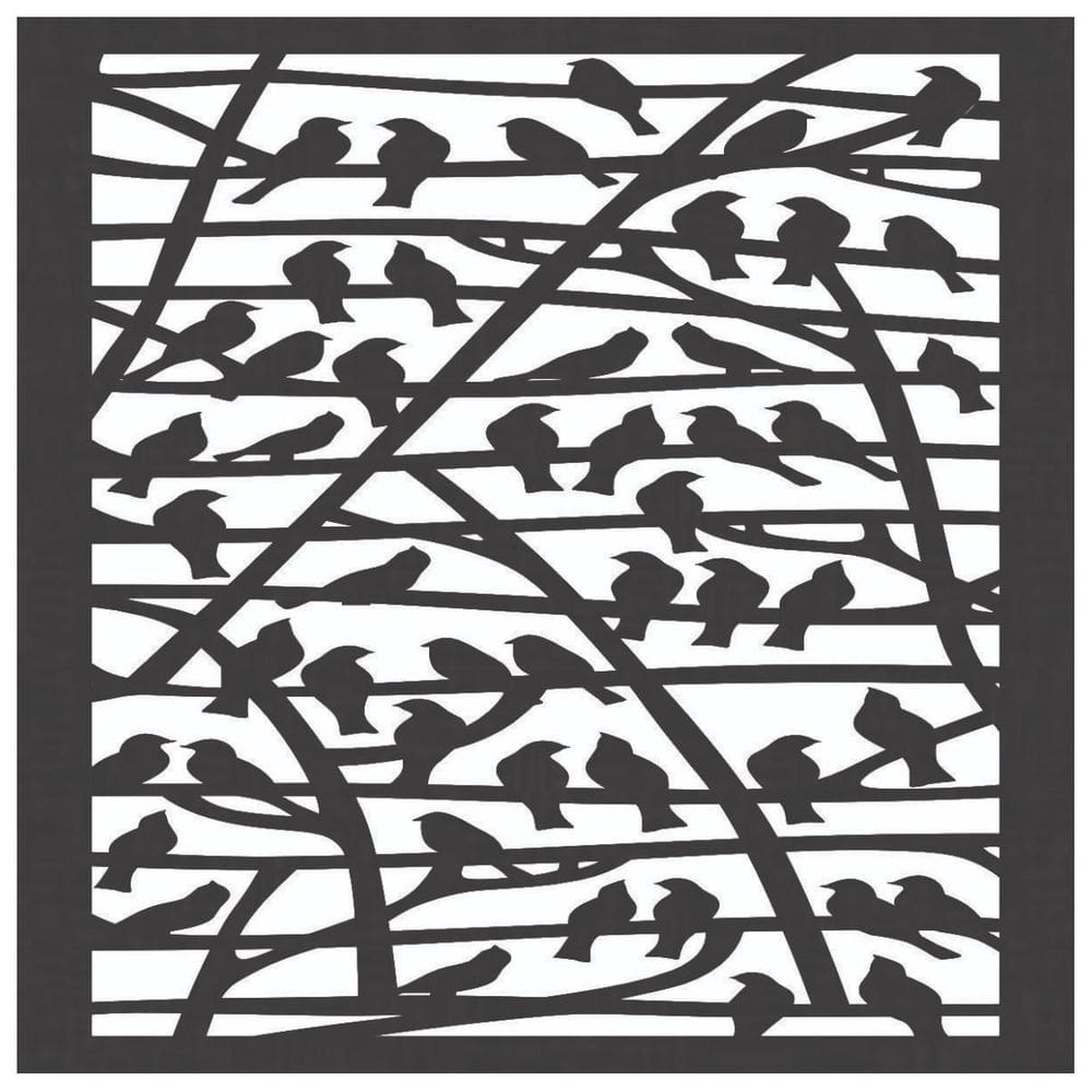 Quadro Decorativo Mdf Preto Passarinhos 40X20Cm