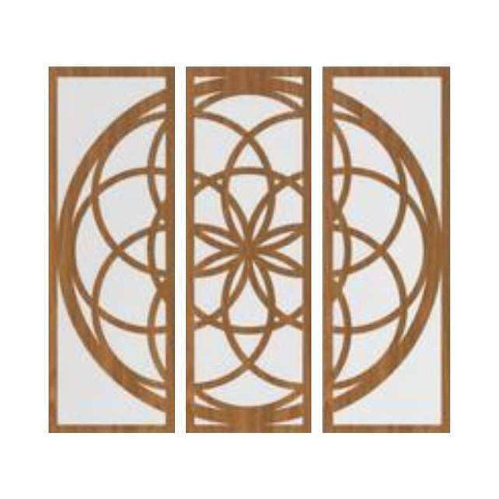 Quadro Decorativo Carvalho Mdf Mandala Linear 40X20Cm