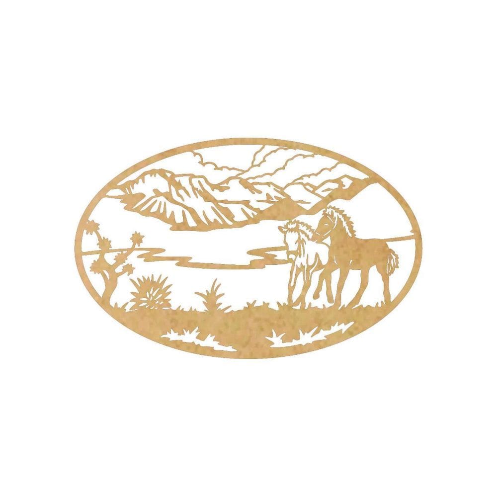 Quadro Decorativ Mdf Cru Cavalos Na Montanha 40X20Cm