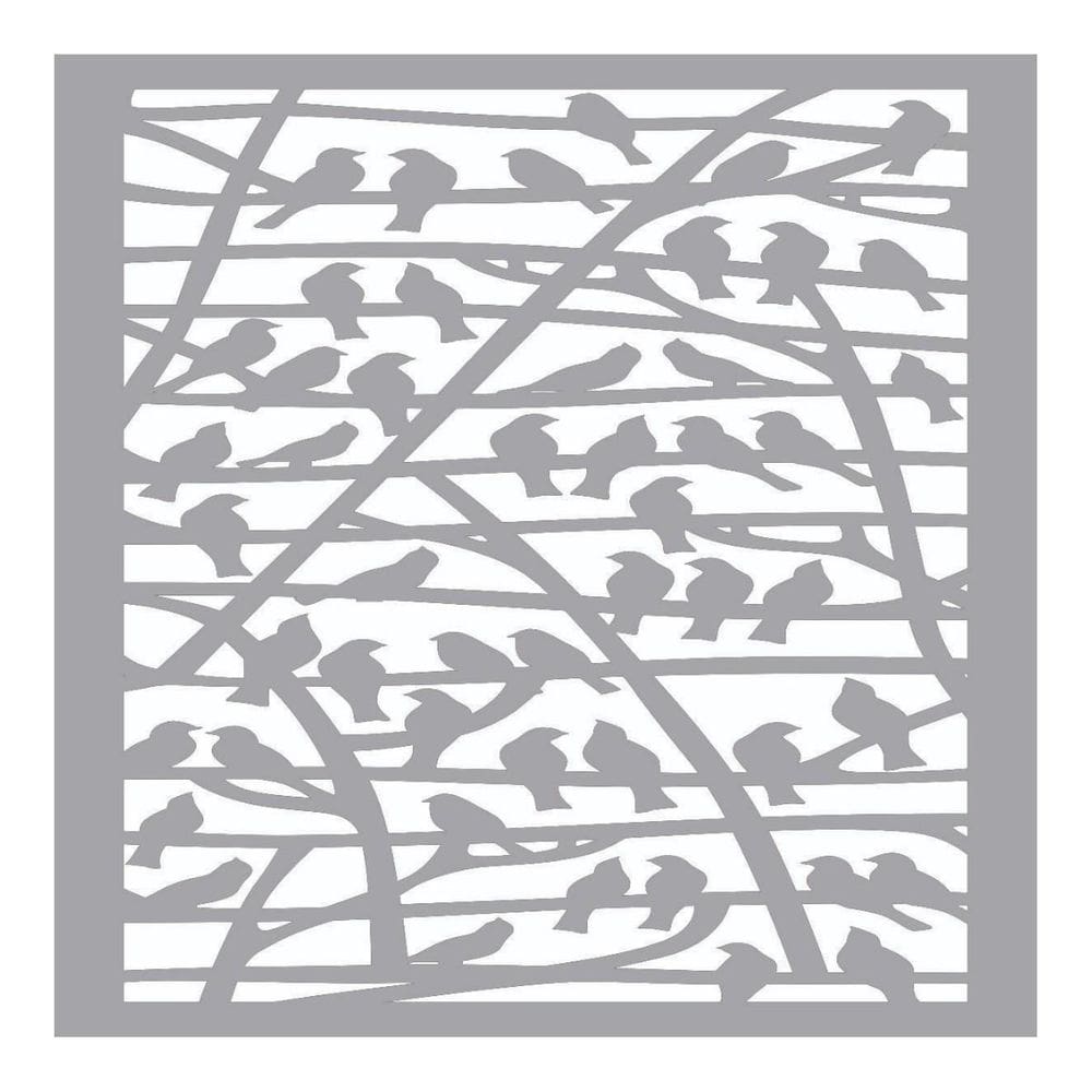 Quadro Decorativo Mdf Cinza Passarinhos 40X20Cm