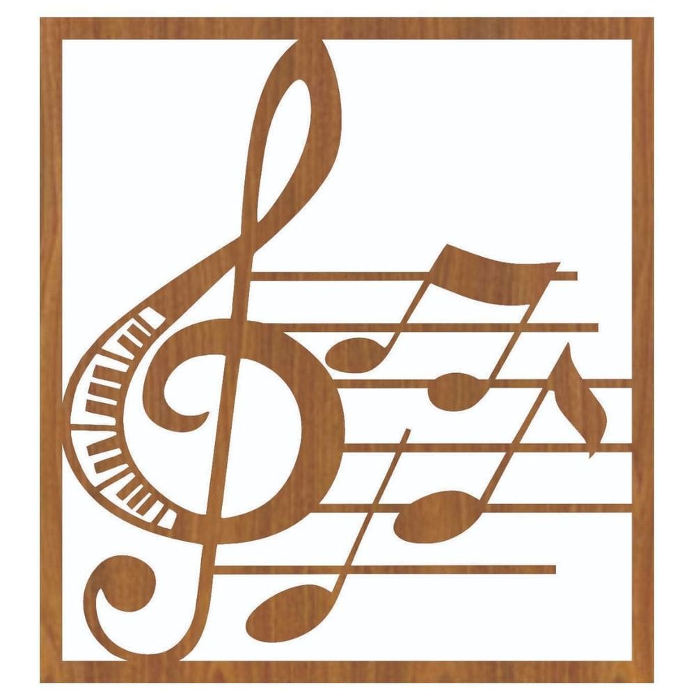 Quadro Decorativo Mdf Carvalho Nota Musical 40X20Cm