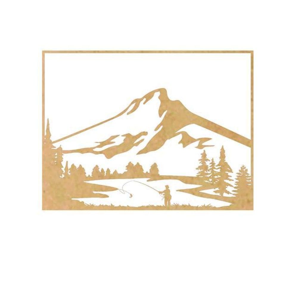 Quadro Decorativo Mdf Cru Pescador Nas Montanhas 40X20Cm