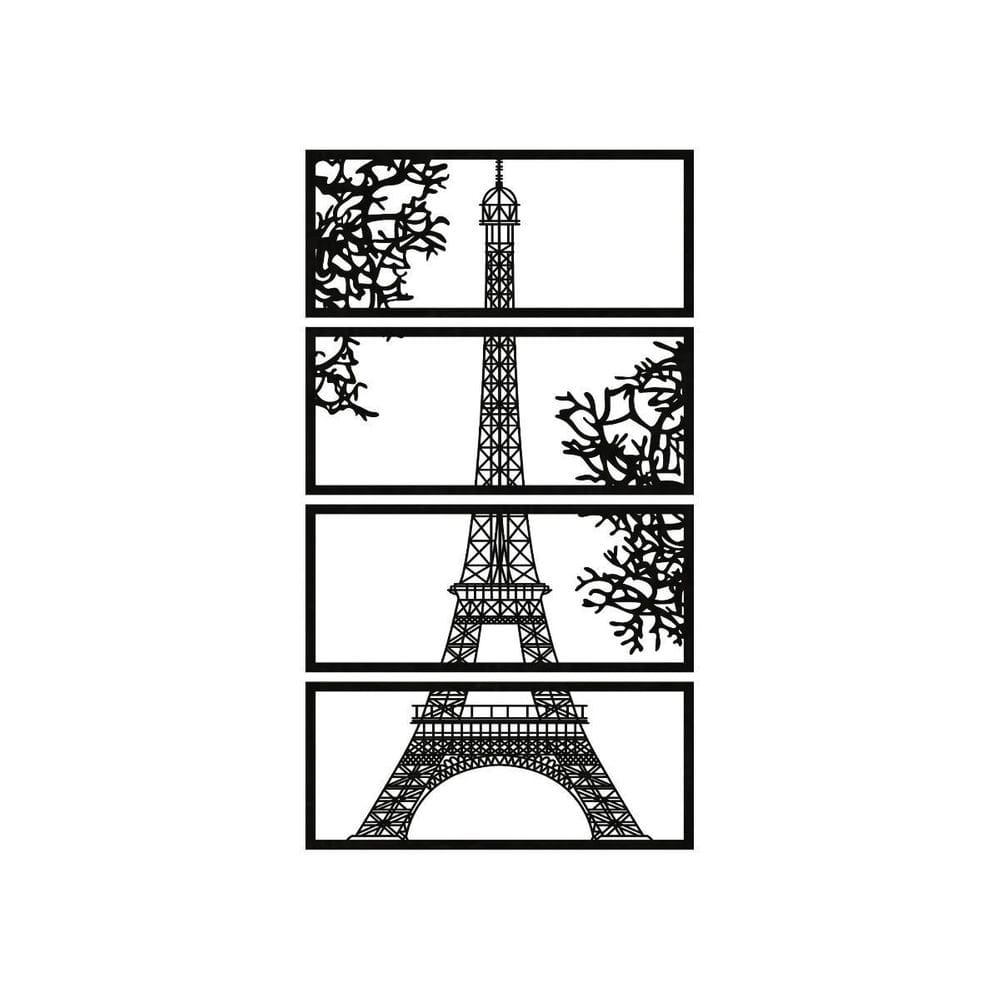 Quadro Decorativo Preto Mdf Decorativo Torre Eiffel 40X20Cm