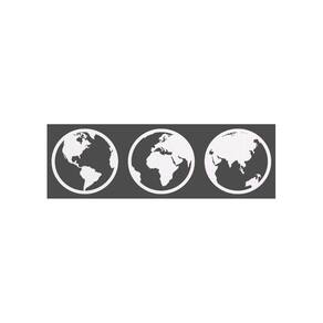 Quadro Decorativo Branco Mdf Trio Mapa Mundi 40X20Cm