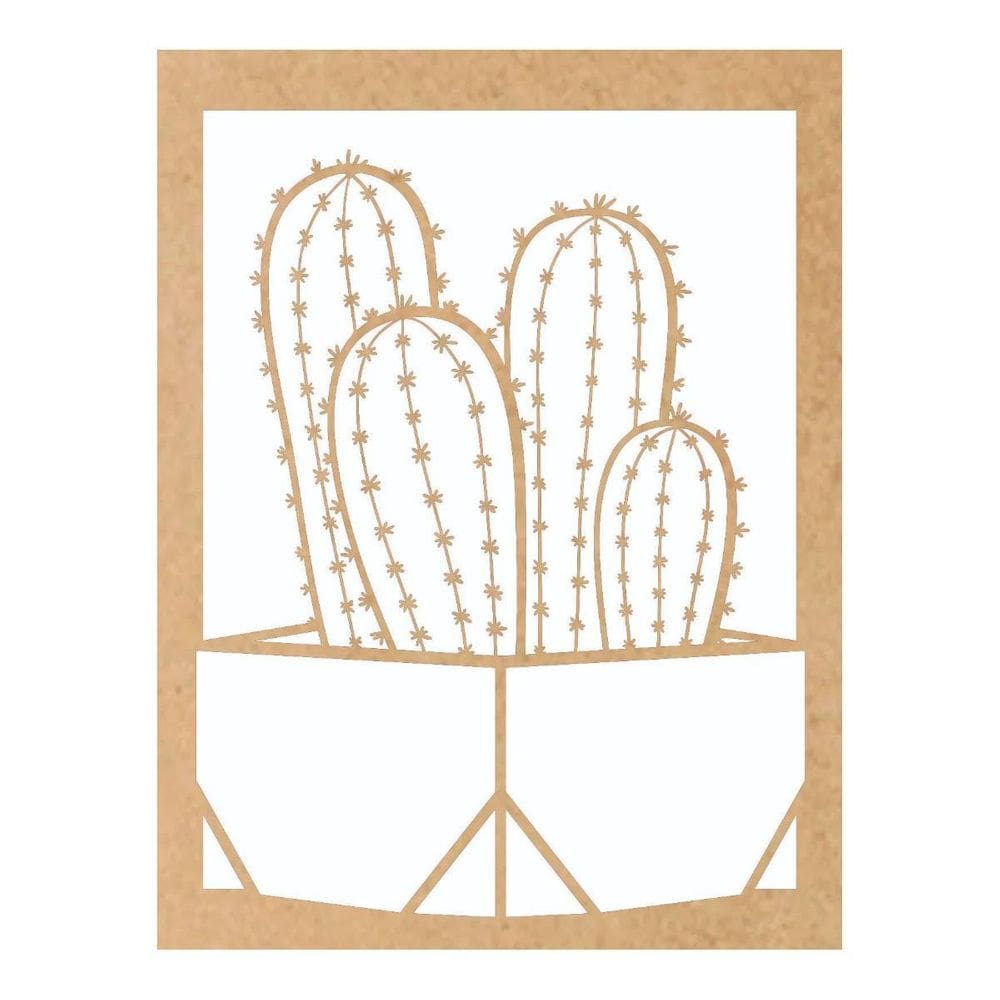 Quadro Decorativo Mdf Cru Moldura Cacto 40X20Cm