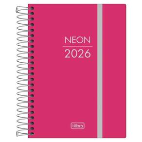 Agenda Diária 2026 Espiral M4 176Fls Neon Rosa Tilibra