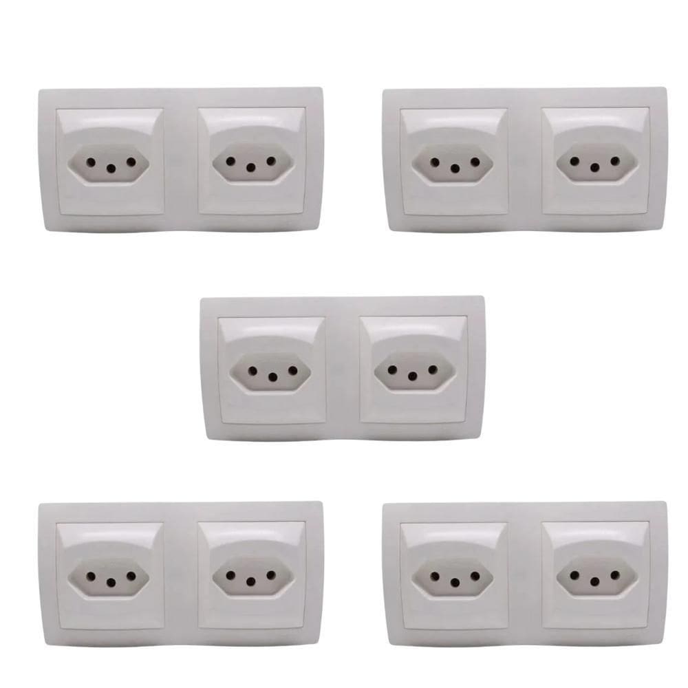 Kit 5 Conjuntos 2 Tomadas 10A Pial Sistema X 675062