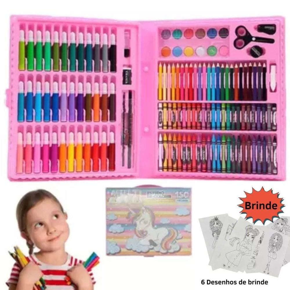 Kit Estojo De Pinturo  Grande Pequeno Infantil Pintar