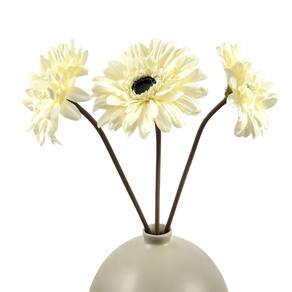 Kit 3 Gérbera Branca Haste Flor Planta Artificial Inigual