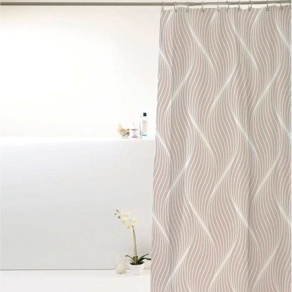 Cortina Para Box Banheiro Antimofo Poliéster 198x180cm - Onda Cinza