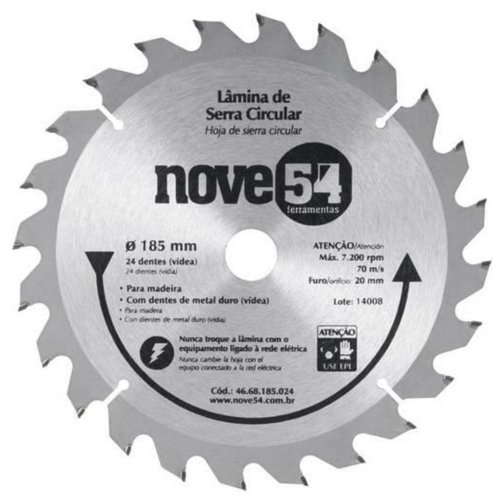 Lâmina De Serra Circular Com Dentes De Metal Duro/Vídea, 185